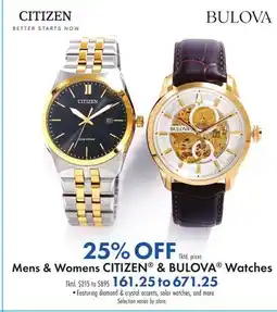 Boscov's Mens & Womens CITIZEN & BULOVA Watches offer