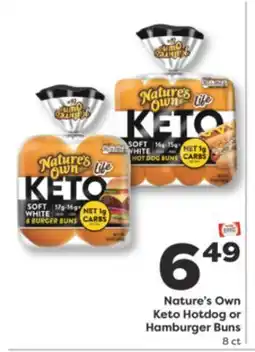 Weis Markets Nature's Own Keto Hotdog or Hamburger Buns offer