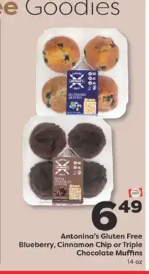 Weis Markets Antonina's Gluten Free Blueberry, Cinnamon Chip or Triple Chocolate Muffins offer