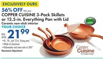 Boscov's COPPER CUISINE 3-Pack Skillets or 12.5-in. Everything Pan with Lid offer