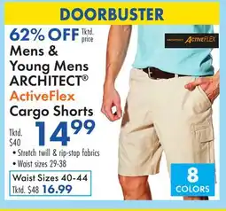 Boscov's Mens & Young Mens ARCHITECT ActiveFlex Cargo Shorts offer