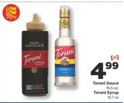 Weis Markets Torani Sauce 16.5 oz Torani Syrup 12.7 oz offer