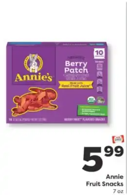 Weis Markets Annie Fruit Snacks offer