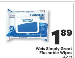 Weis Markets Weis Simply Great Flushable Wipes offer