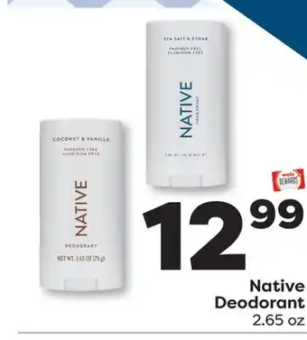 Weis Markets Native Deodorant offer