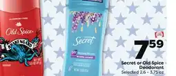 Weis Markets Secret or Old Spice Deodorant offer