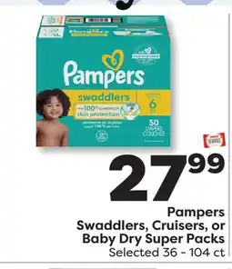 Weis Markets Pampers Swaddlers, Cruisers, or Baby Dry Super Packs offer
