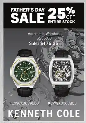 Boscov's Kenneth Cole Automatic Watches offer