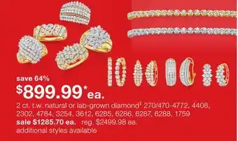 JC Penney 2 ct. t.w. natural or lab-grown diamond‡ offer
