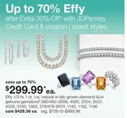 JC Penney Effy 1/3 to 1 ct. t. w. natural or lab-grown diamond &/or genuine gemstone offer