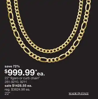 JC Penney 22 figaro or curb chain‡ offer