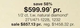 JC Penney 1/2 ct. t.w. natural diamond◊ offer