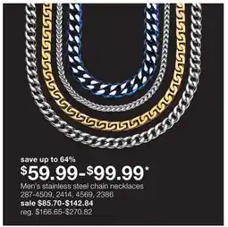 JC Penney Men's stainless steel chain necklaces offer