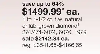 JC Penney 1 to 1-1/2 ct. t.w. natural or lab-grown diamond‡ offer