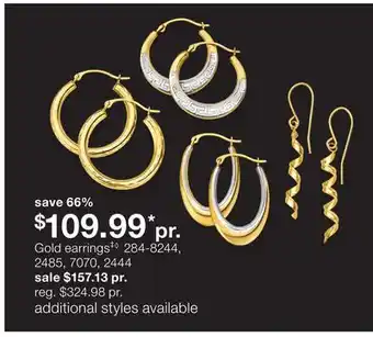 JC Penney Gold earrings‡◊ offer