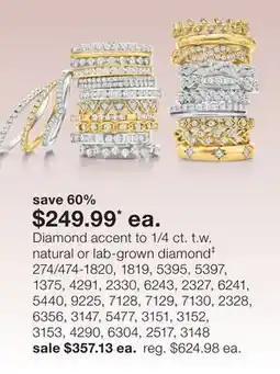 JC Penney Diamond accent to 1/4 ct. t.w. natural or lab-grown diamond‡ offer
