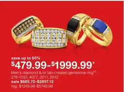 JC Penney Men's diamond &/or lab-created gemstone ring‡ offer