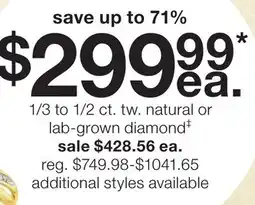 JC Penney 1/3 to 1/2 ct. tw. natural or lab-grown diamond‡ offer