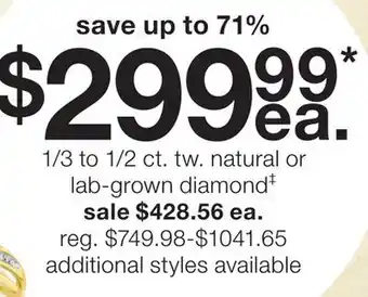 JC Penney 1/3 to 1/2 ct. tw. natural or lab-grown diamond‡ offer