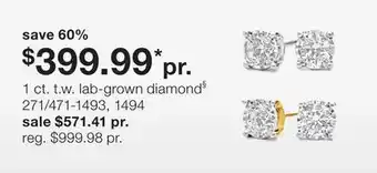 JC Penney 1 ct. t.w. lab-grown diamond§ offer