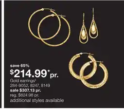 JC Penney Gold earrings◊ offer