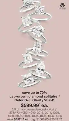 JC Penney 3/4 ct. lab-grown diamond solitaire‡ offer