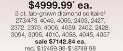 JC Penney 3 ct. lab-grown diamond solitaire◊ offer