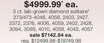 JC Penney 3 ct. lab-grown diamond solitaire◊ offer