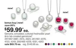 JC Penney Genuine, simulated, cultured freshwater pearl &/or lab-created gemstone offer