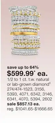 JC Penney 1/2 to 1 ct. t.w. natural or lab-grown diamond‡ offer