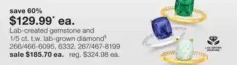 JC Penney Lab-created gemstone and 1/5 ct. t.w. lab-grown diamond§ offer