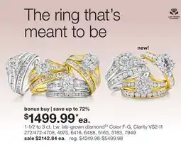 JC Penney 1-1/2 to 3 ct. t.w. lab-grown diamond‡◊ Color F-G, Clarity VS2-I1 offer