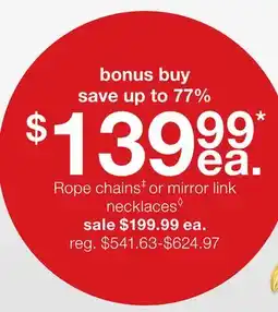 JC Penney Rope chains‡ or mirror link necklaces◊ offer