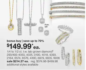 JC Penney 1/4 to 1/2 ct. t.w. lab-grown diamond§ offer