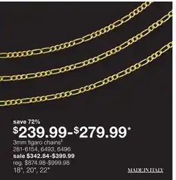 JC Penney 3mm figaro chains‡ offer