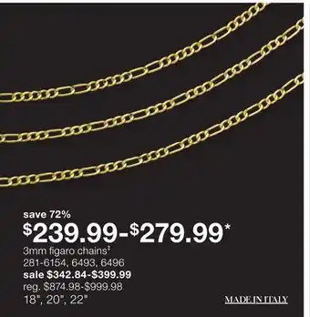 JC Penney 3mm figaro chains‡ offer