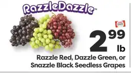 Weis Markets Razzle Red, Dazzle Green, or Snazzle Black Seedless Grapes offer
