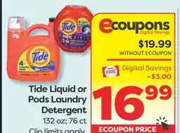 Weis Markets Tide Liquid or Pods Laundry Detergent offer