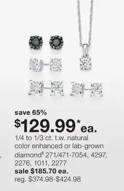 JC Penney 1/4 to 1/3 ct. t.w. natural color enhanced or lab-grown diamond§ offer