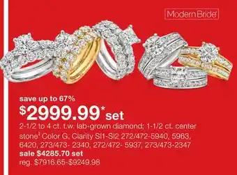 JC Penney 2-1/2 to 4 ct. t.w. lab-grown diamond 1-1/2 ct. center stone‡ offer