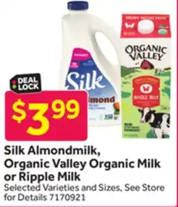 Stop&Shop Silk Almondmilk, Organic Valley Organic Milk or Ripple Milk offer