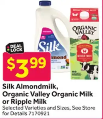 Stop&Shop Silk Almondmilk, Organic Valley Organic Milk or Ripple Milk offer