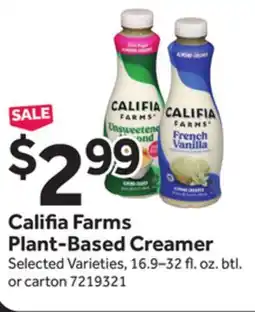 Stop&Shop Califia Farms Plant-Based Creamer offer