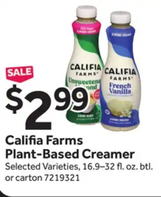 Stop&Shop Califia Farms Plant-Based Creamer offer