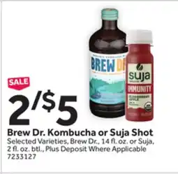 Stop&Shop Brew Dr. Kombucha or Suja Shot offer