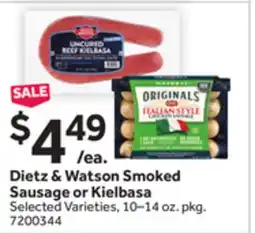 Stop&Shop Dietz & Watson Smoked Sausage or Kielbasa offer