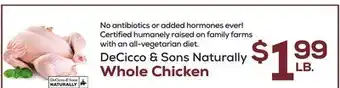 DeCicco & Sons DeCicco & Sons Naturally Whole Chicken offer