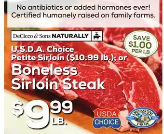 DeCicco & Sons Boneless Sirloin Steak offer