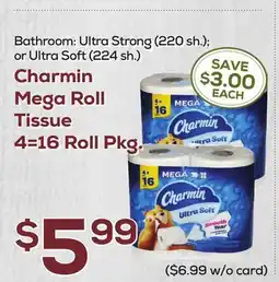 DeCicco & Sons Charmin Mega Roll Tissue 4=16 Roll Pkg offer