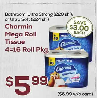 DeCicco & Sons Charmin Mega Roll Tissue 4=16 Roll Pkg offer